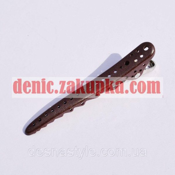 Затискач Акула металевий професійний для волосся Коричневий Charmvit professional Shark Clip